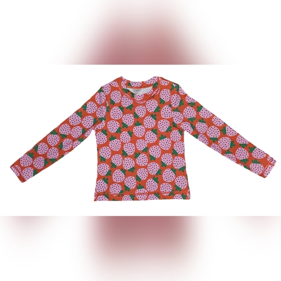 Hanna Andersson Girls Strawberry Rash Guard Shirt Swim Top UV Sz 5 - Picture 2 of 14